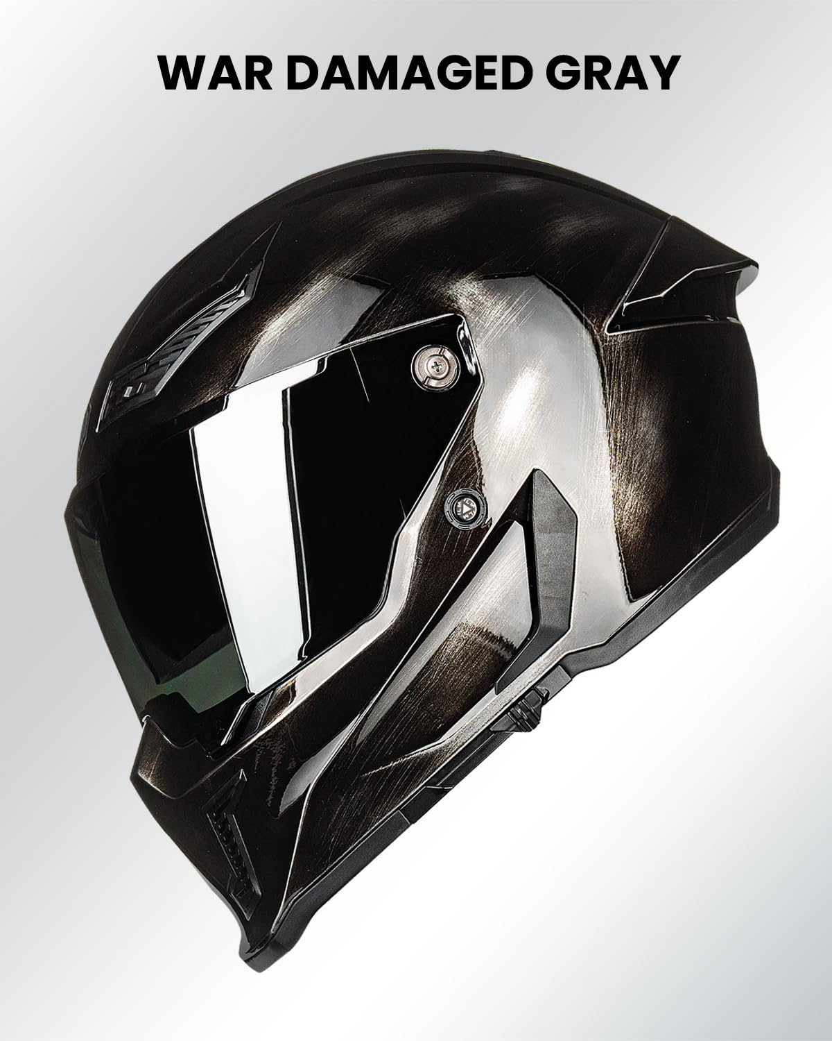 ILM full face DOT/ECE helmet MF509, dual visor, racing/street use, gray.