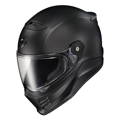 ScorpionEXO Covert FX full face helmet, street fighter style, Bluetooth ready, matte black.
