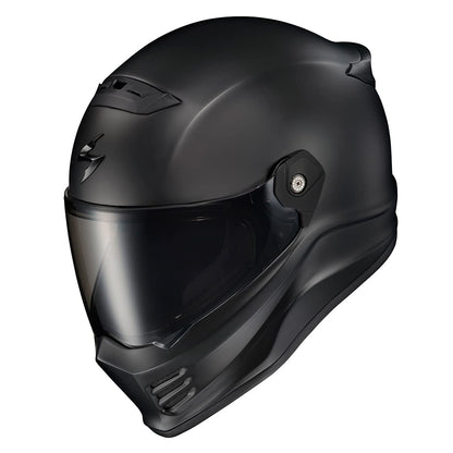 ScorpionEXO Covert FX full face helmet, street fighter style, Bluetooth ready, matte black.