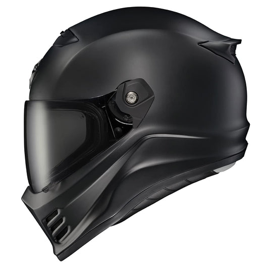 ScorpionEXO Covert FX full face helmet, street fighter style, Bluetooth ready, matte black.