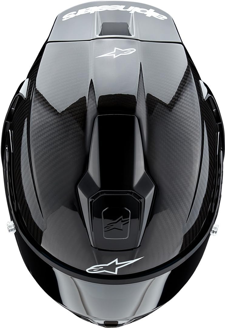 Alpinestars Supertech R10 carbon helmet, advanced ventilation, CE certified, high-performance.