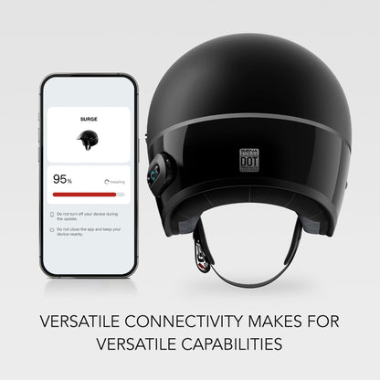Sena Surge Mesh Intercom Enabled Open Face Smart Motorcycle Helmet (Matte Black/Gloss Black, L)