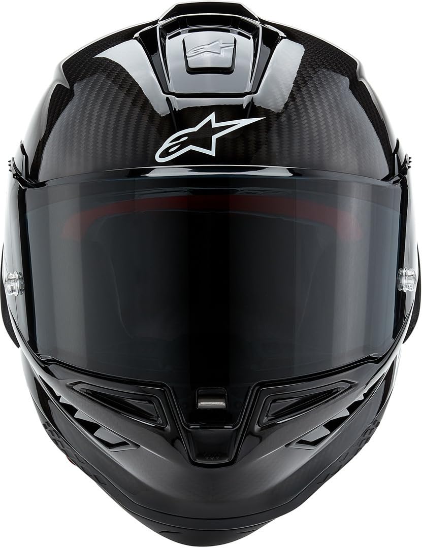 Alpinestars Supertech R10 carbon helmet, advanced ventilation, CE certified, high-performance.