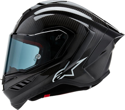 Alpinestars Supertech R10 carbon helmet, advanced ventilation, CE certified, high-performance.
