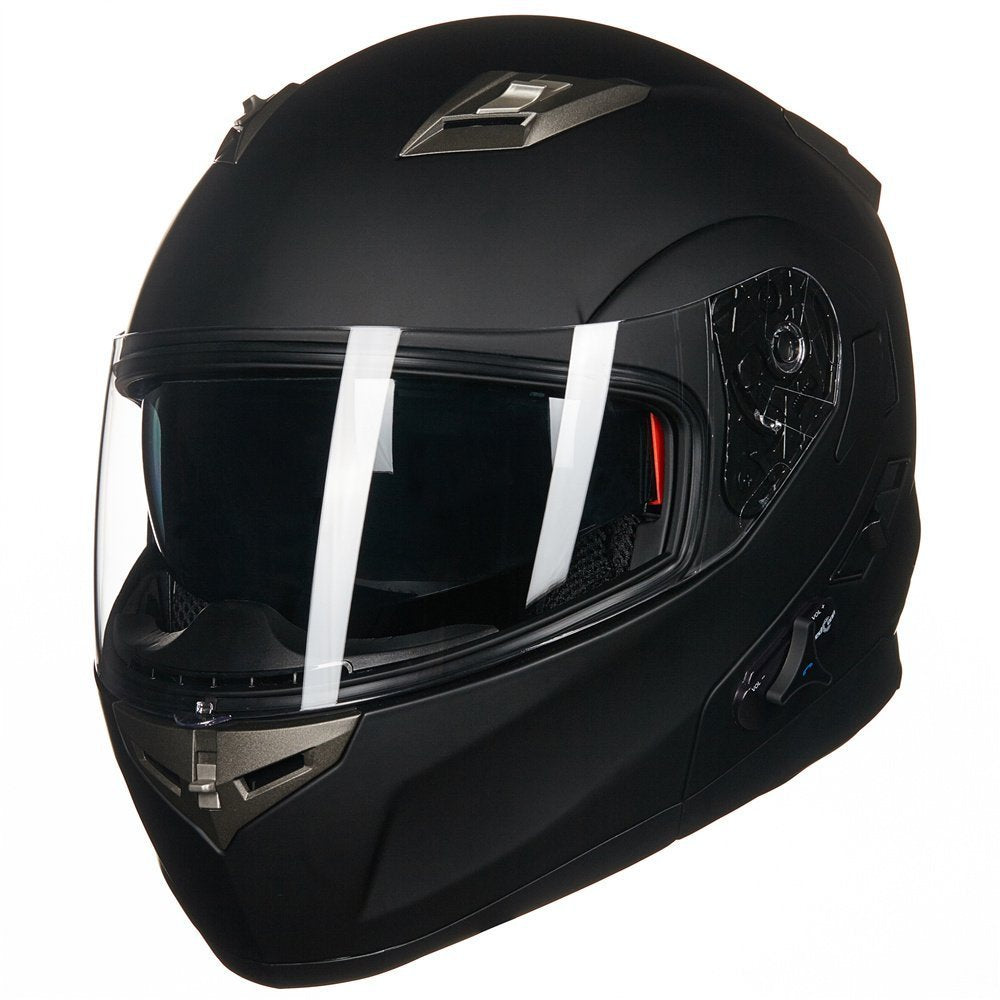ILM Bluetooth modular flip-up helmet 953, full face, intercom + MP3, matte black.