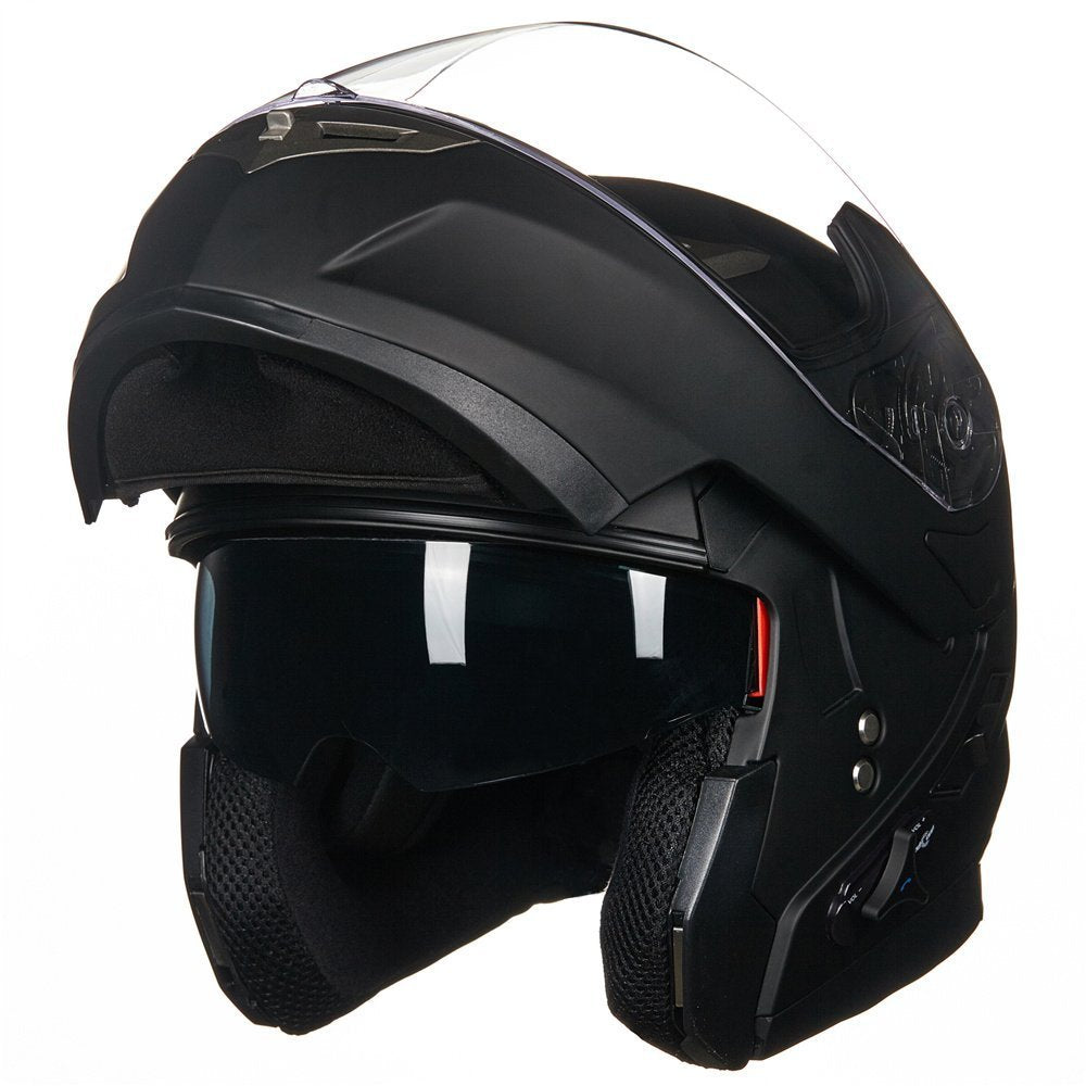 ILM Bluetooth modular flip-up helmet 953, full face, intercom + MP3, matte black.