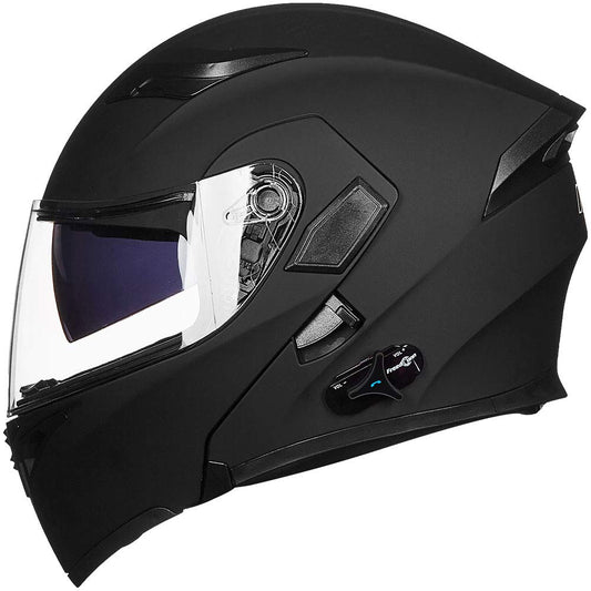 ILM Bluetooth modular helmet 902BT, flip-up full face, FM radio + intercom, matte black.