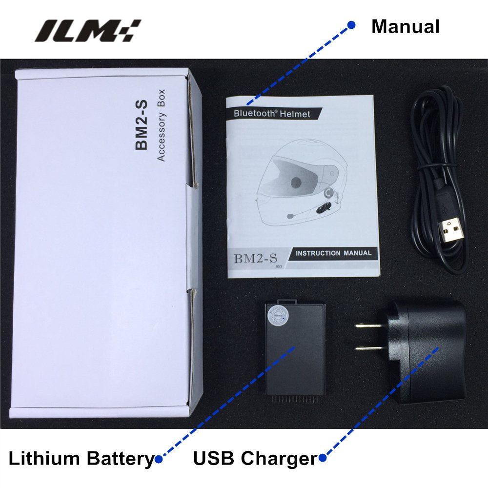ILM Bluetooth modular flip-up helmet 953, full face, intercom + MP3, matte black.