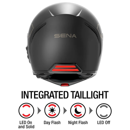 Sena Impulse modular Bluetooth helmet, Harman Kardon audio, mesh intercom, dual visor, matte black, L.