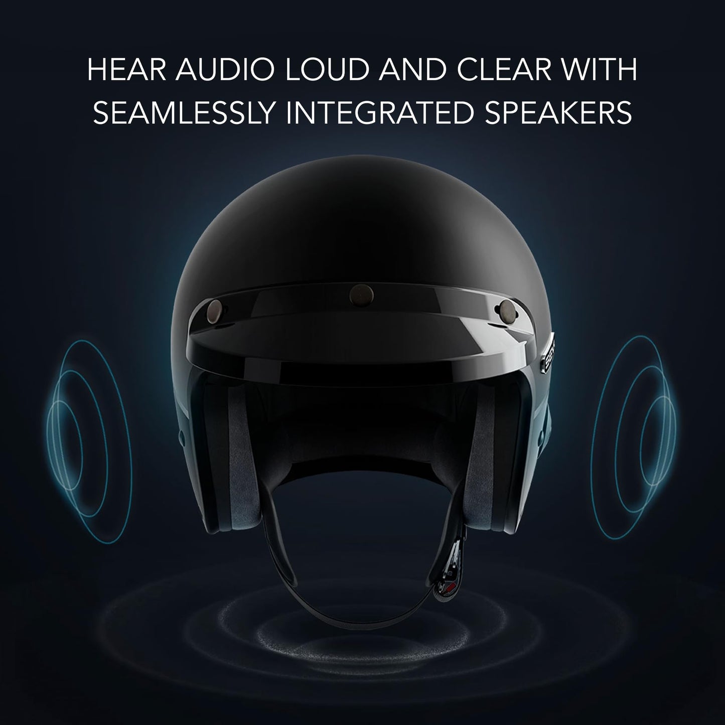 Sena Surge Mesh Intercom Enabled Open Face Smart Motorcycle Helmet (Matte Black/Gloss Black, L)