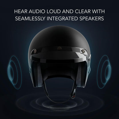 Sena Surge Mesh Intercom Enabled Open Face Smart Motorcycle Helmet (Matte Black/Gloss Black, L)