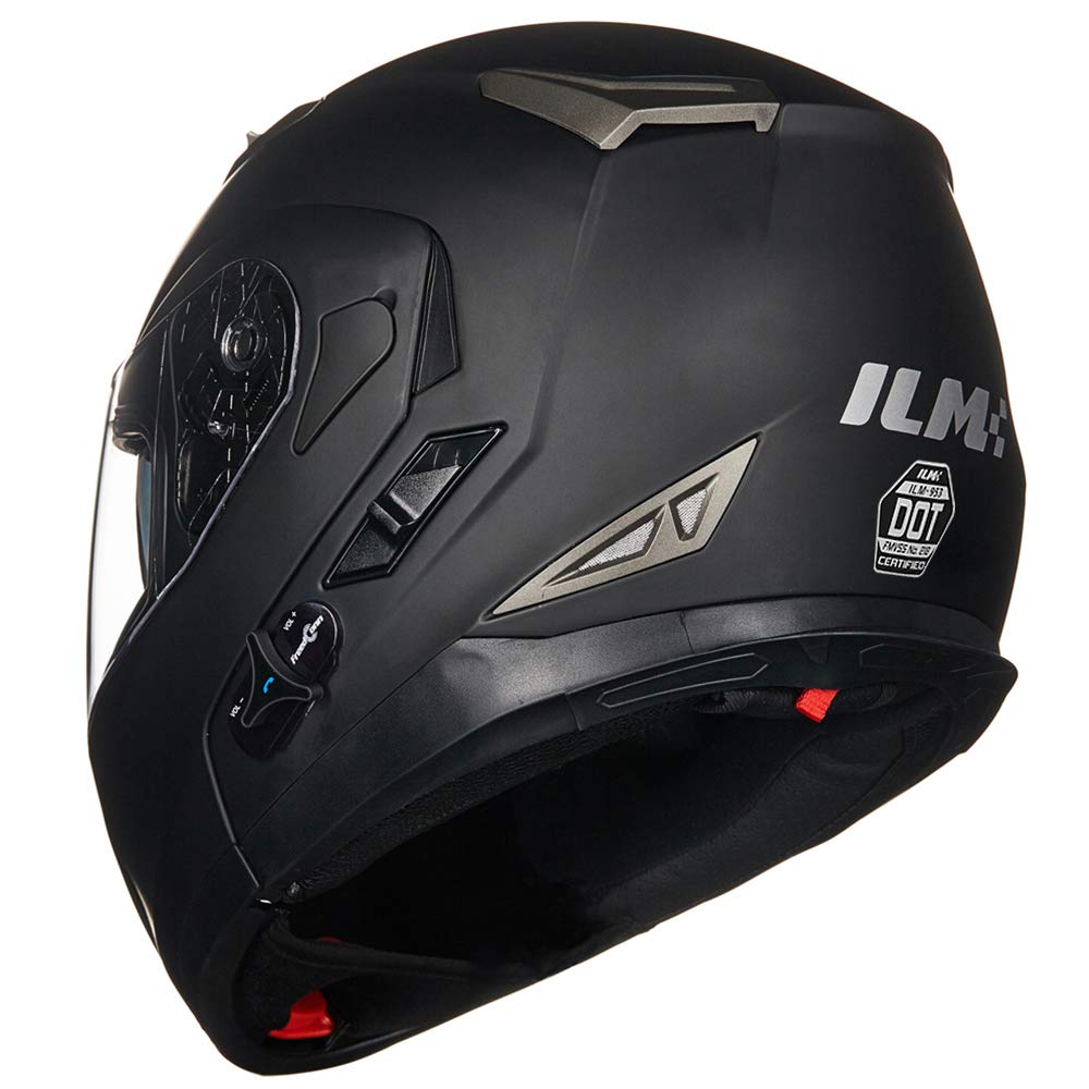 ILM Bluetooth modular flip-up helmet 953, full face, intercom + MP3, matte black.
