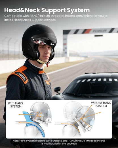 ILM Snell SA2025 open face racing helmet R95, fiberglass lightweight, matte black.
