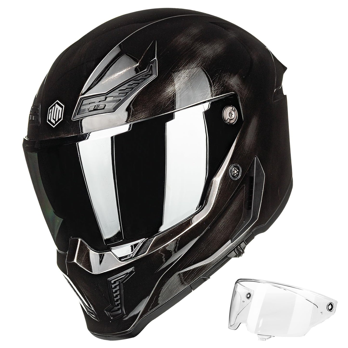 ILM full face DOT/ECE helmet MF509, dual visor, racing/street use, gray.