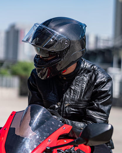ILM carbon fiber full face helmet 861C, dual visor, Pinlock compatible, street bike helmet.