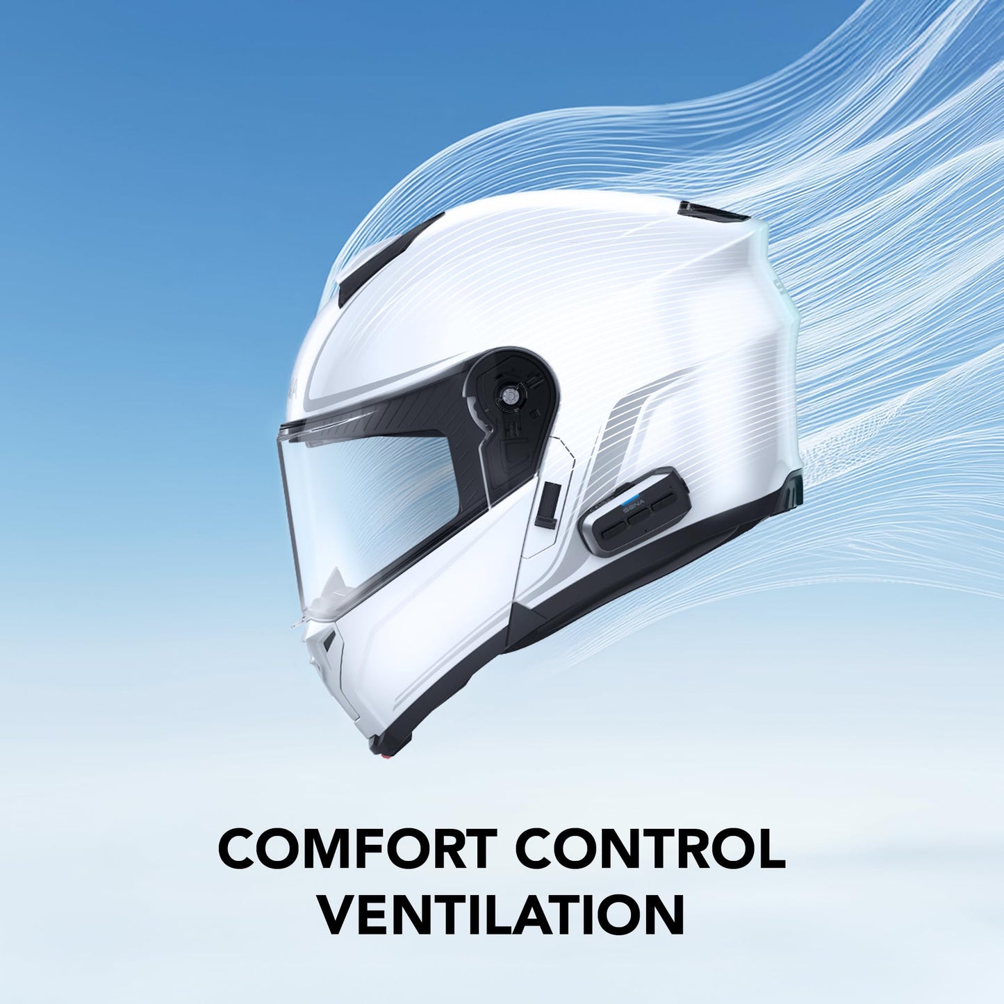 Sena Outrush 2 modular smart helmet, Bluetooth + mesh intercom, matte black.