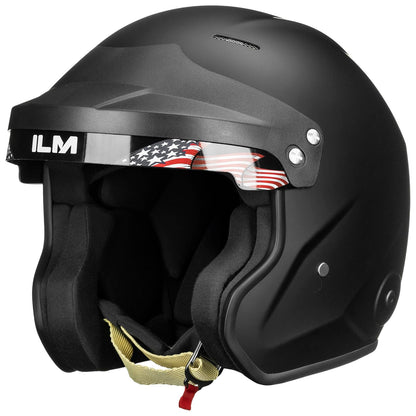 ILM Snell SA2025 open face racing helmet R95, fiberglass lightweight, matte black.