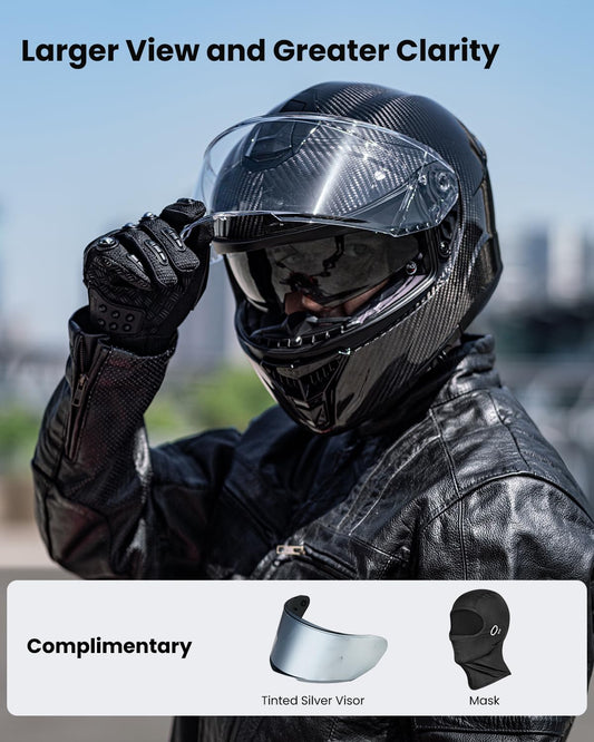 ILM carbon fiber full face helmet 861C, dual visor, Pinlock compatible, street bike helmet.