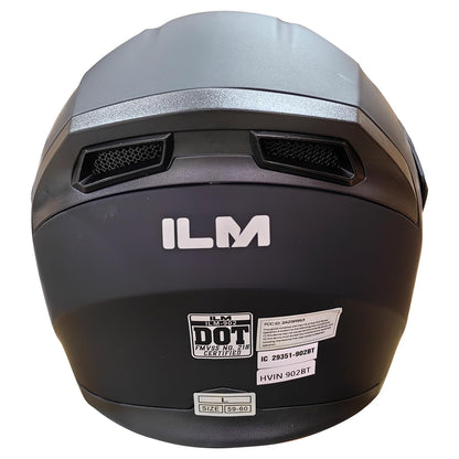 ILM Bluetooth modular helmet 902BT, flip-up full face, FM radio + intercom, matte black.