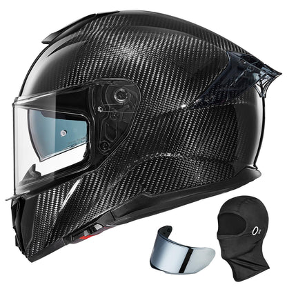 ILM carbon fiber full face helmet 861C, dual visor, Pinlock compatible, street bike helmet.